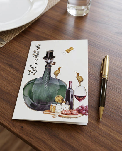 Glitter card Let’s celebrate Green bottle