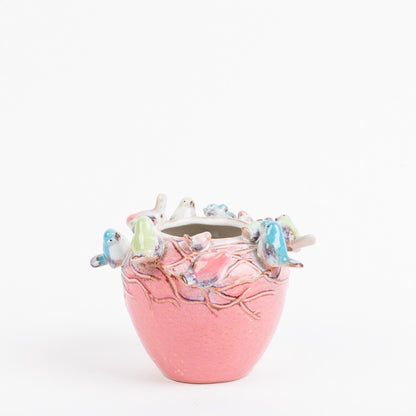 Bird vase rose 14x17 cm