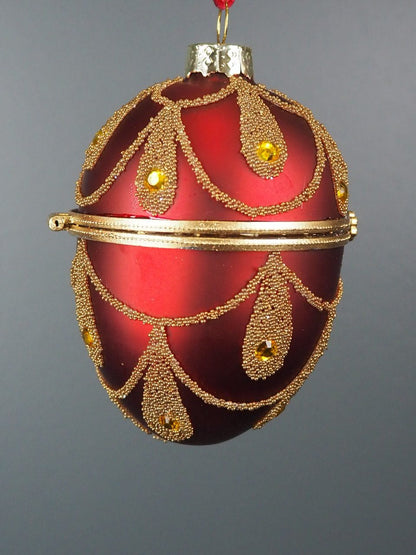 Juletrepynt egg rød 10 cm