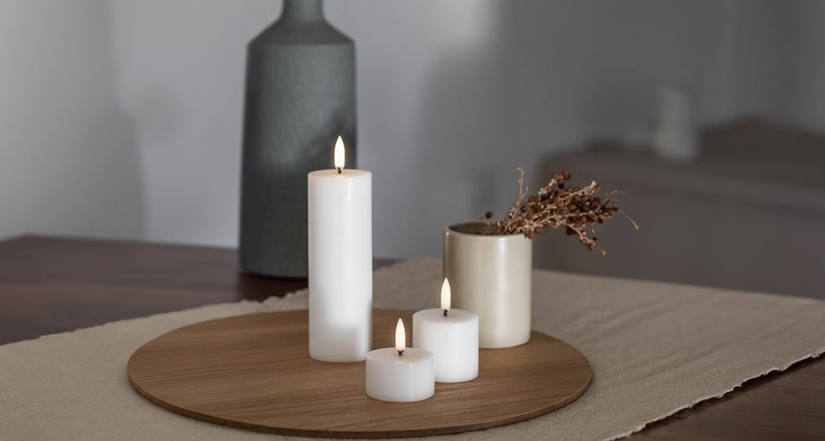 LED pillar candle Nordic White 5x4.5 cm