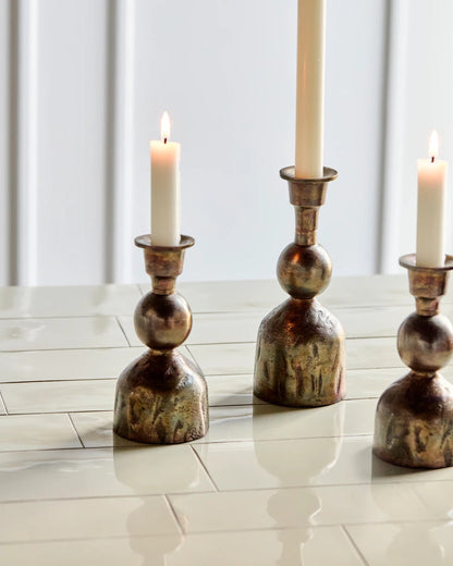 Candlestick Antique brass 16 cm