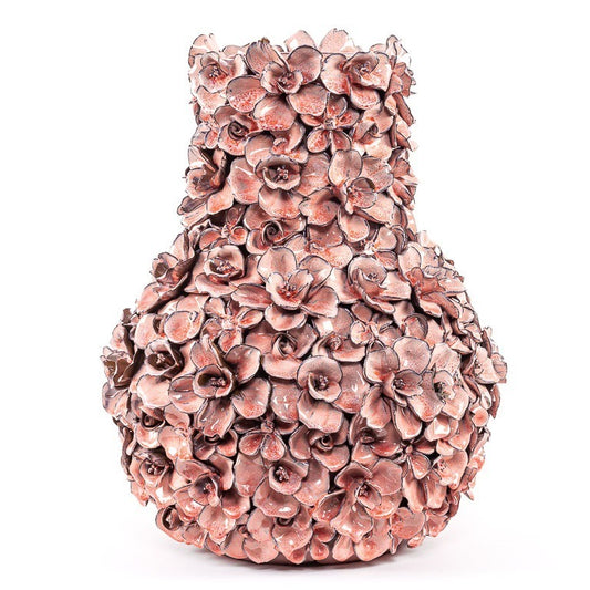 Vase Deco with flowers pink XL