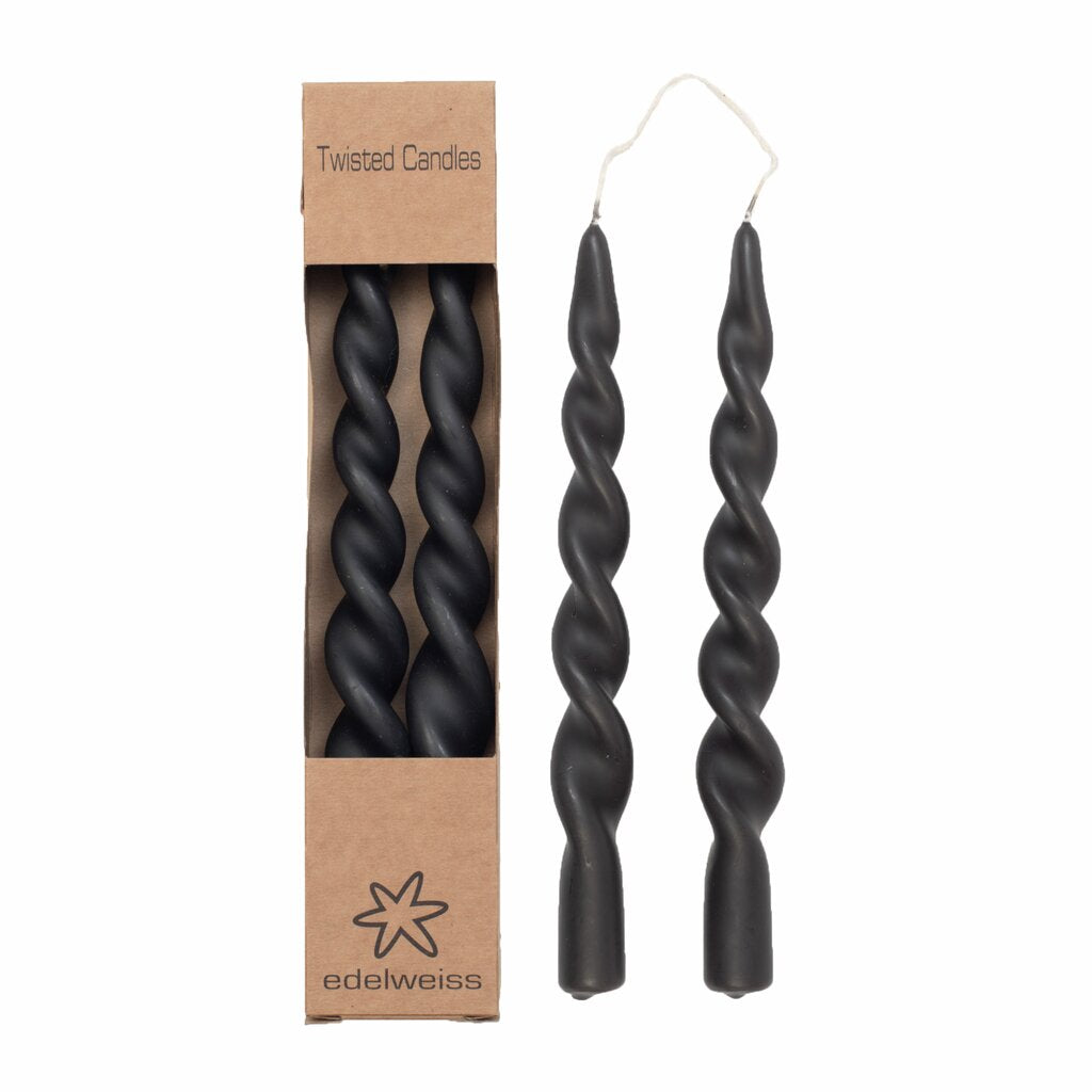 Twisted candles black 2 stk