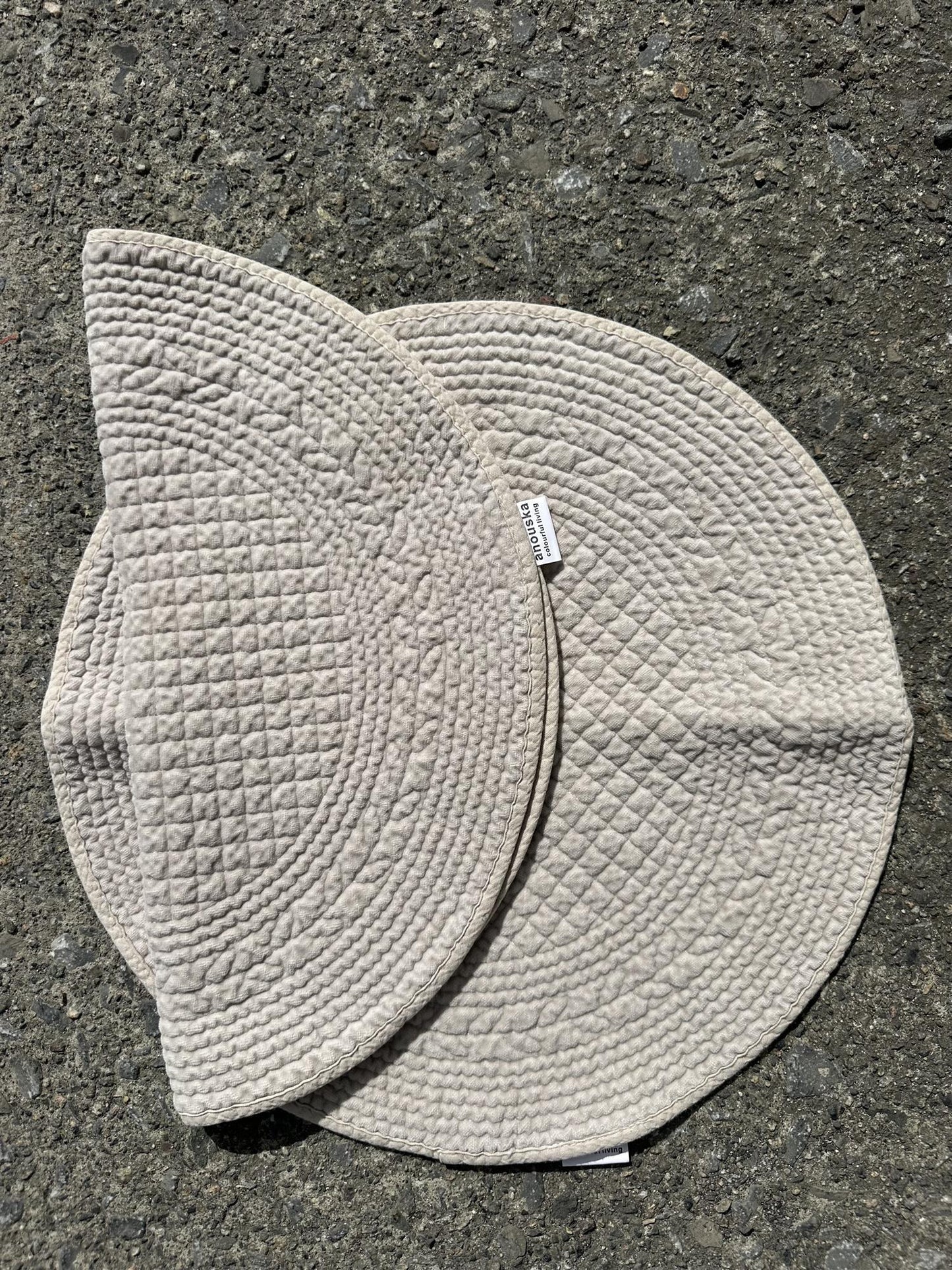 Placemat velvet round Grey Beige 40 cm