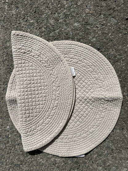 Placemat velvet round Grey Beige 40 cm