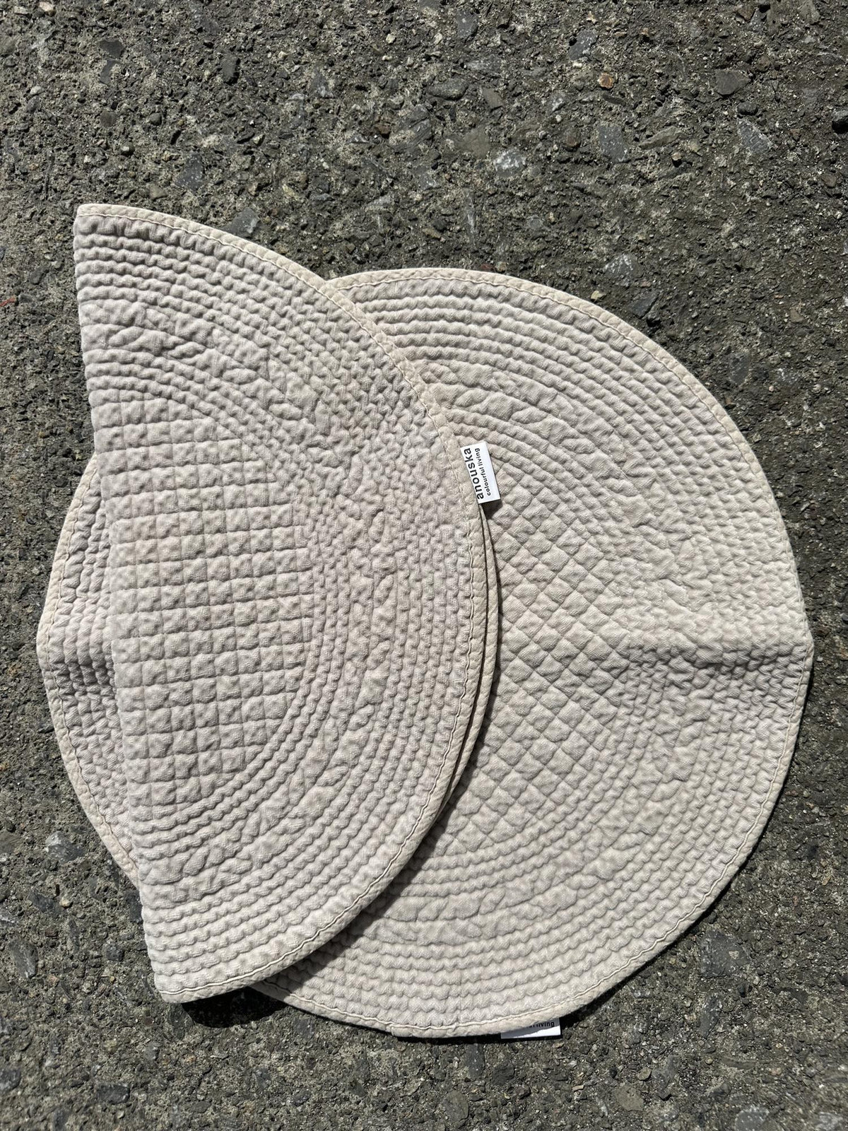 Placemat velvet round Grey Beige 40 cm