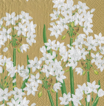Serviett lunch Paperwhites gold