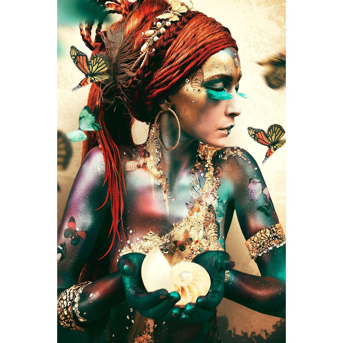 Acrylic print Girl with butterflies 80x120 cm