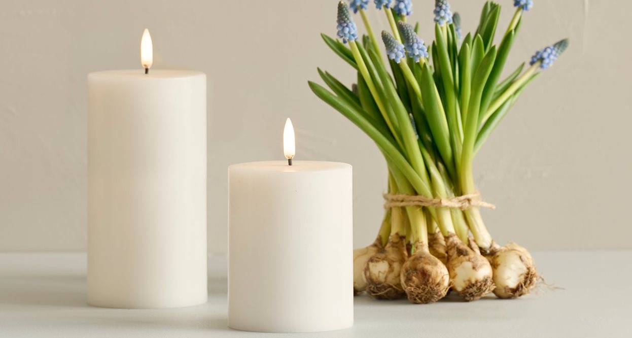 LED Pillar Candle Rose Powder 7.8x10.1 cm