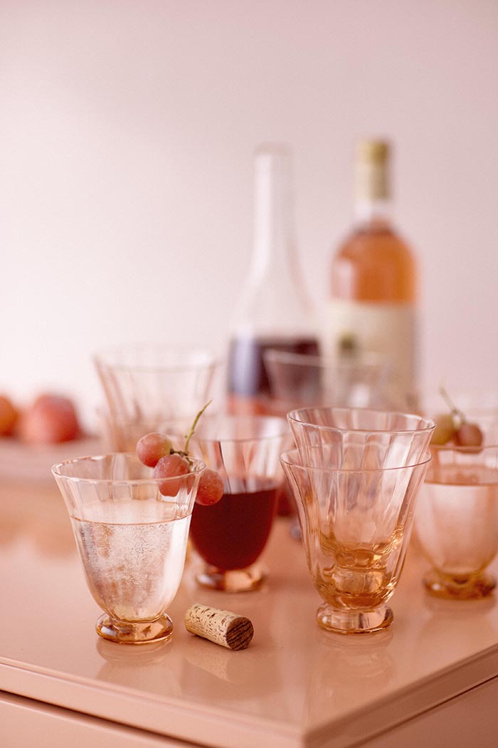 Water Glass Trellis Peach S/2
