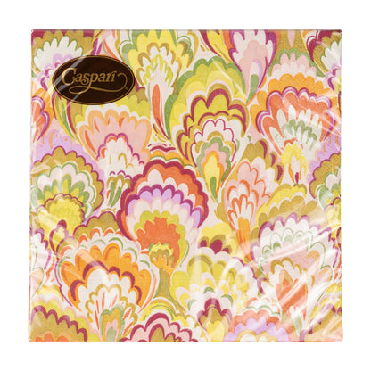 Napkin lunch Marbled ceramic raspberry & Chartreuse