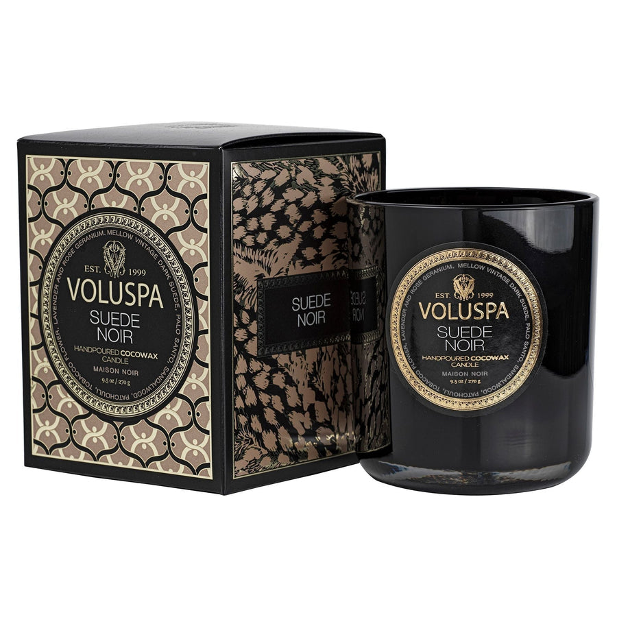 Scented Candle Suede Noir Classic Boxed Candle 60 Hours