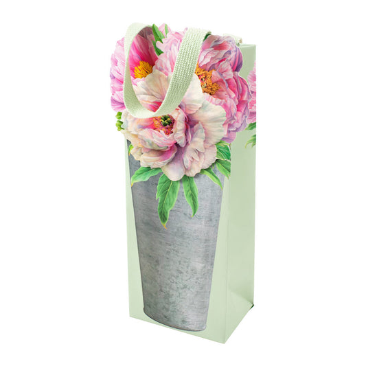 Gavepose vin Peonies in French Flower Bucket