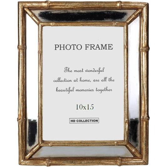 Gold glass picture frame 10x15 cm