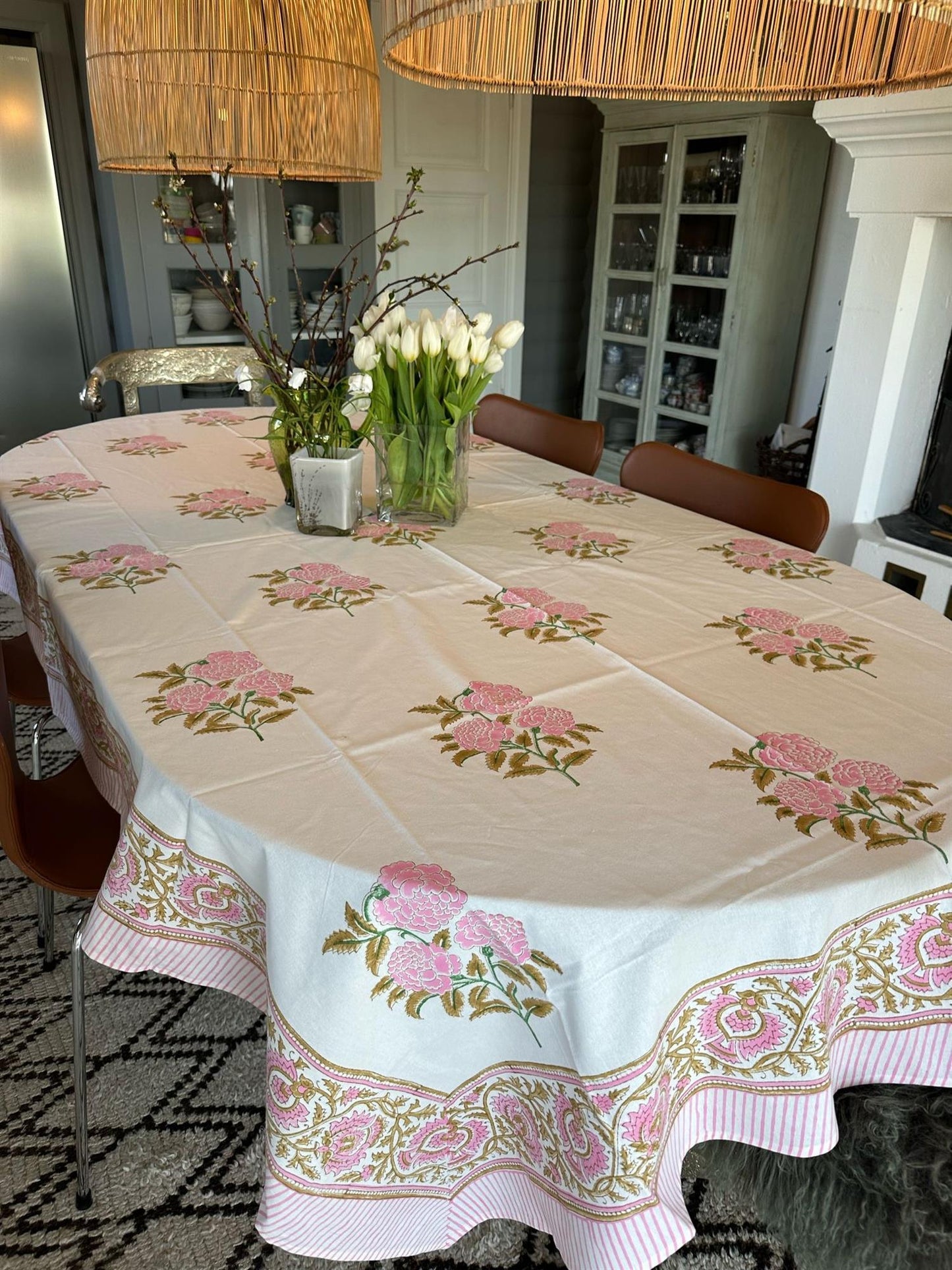 Duk Roses blokktrykk 150x250 cm