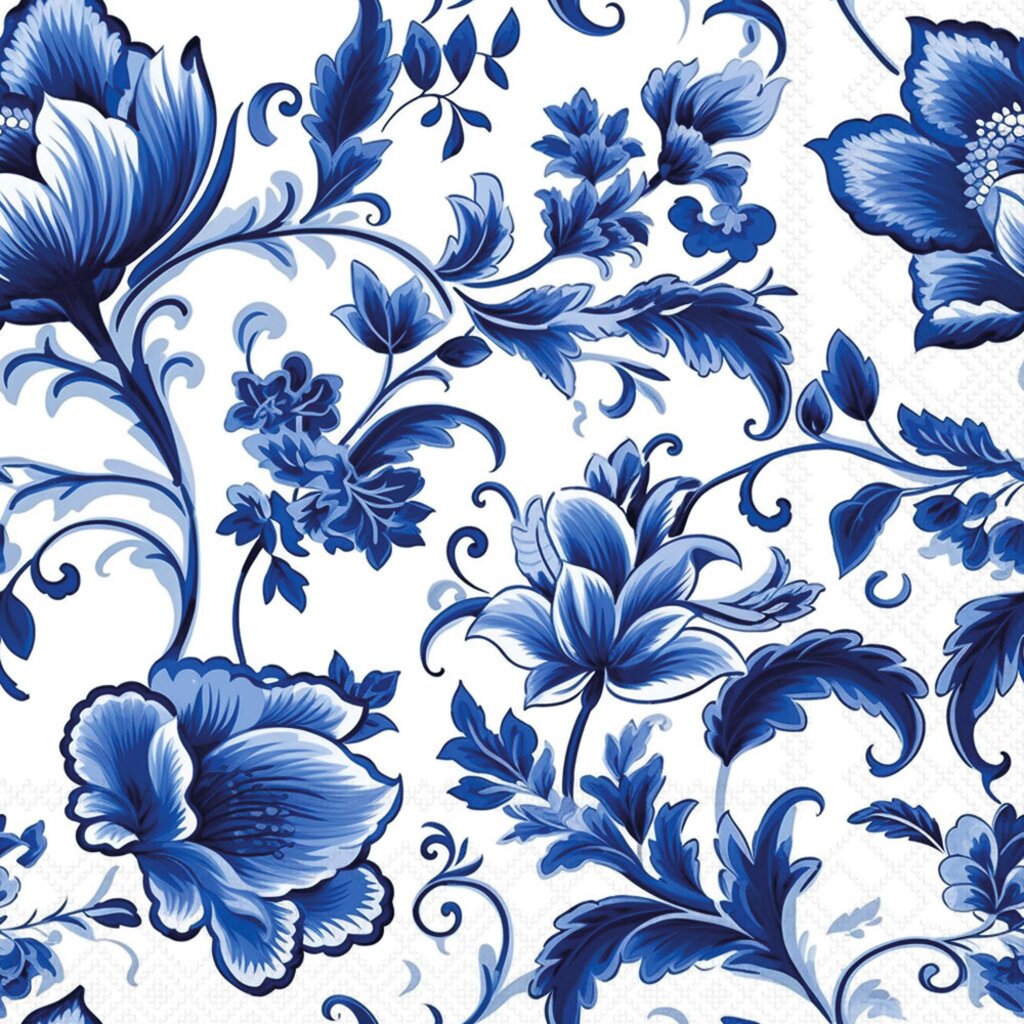Serviett Delft Blue florals