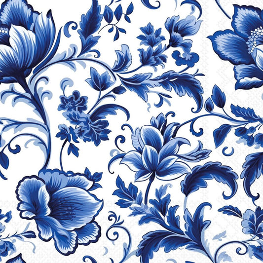 Serviett kaffe Delft Blue florals