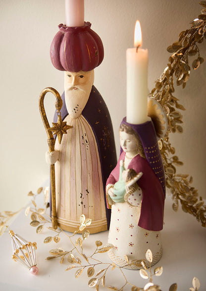 Candle Holder Wise Kings Ruby S/3