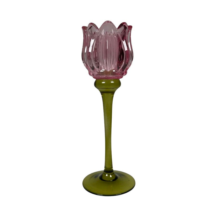 Tealight holder Tulip pink 21 cm