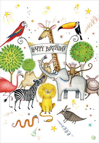 Card with envelope Animal kingdom birthday