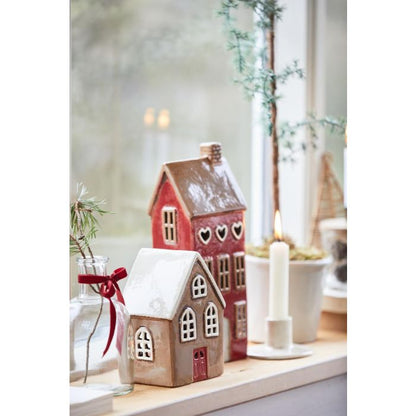 Light house brown w/red door