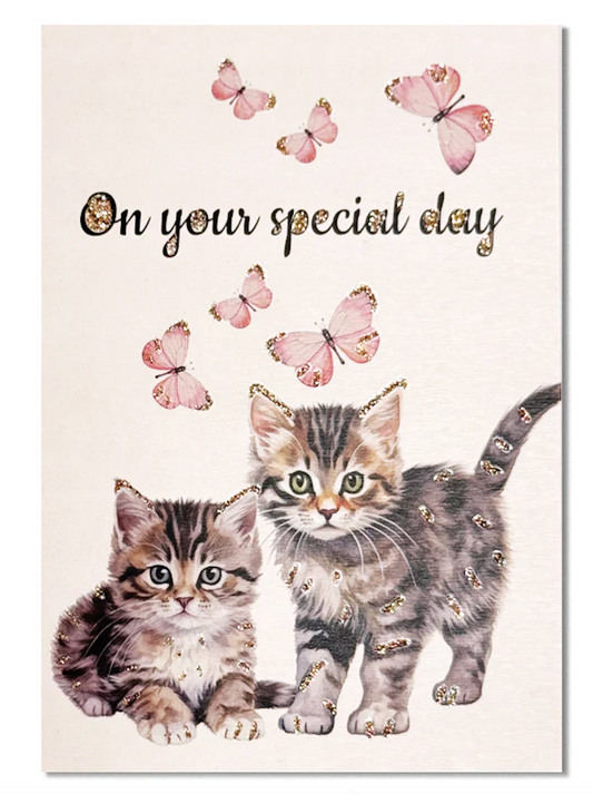 Glitterkort On your special day - cats