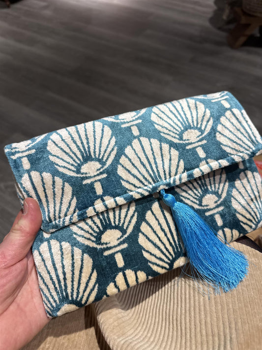 Ikat clutch bag blå