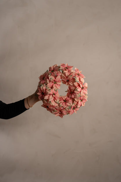 Wreath poinsettia pink 30 cm
