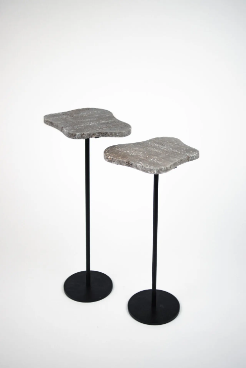 Milo titanium travertine bord S/2