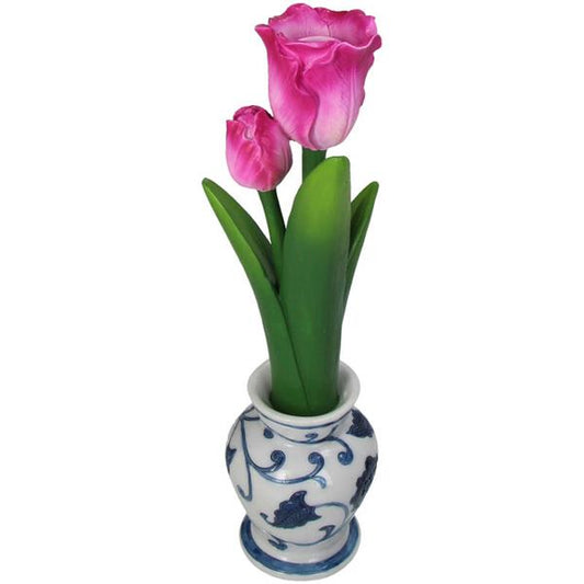 Lysestake rosa tulipan 31 cm