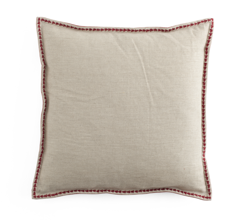 Pillowcase Velvet & Linen Embroidery Red 50x50 cm
