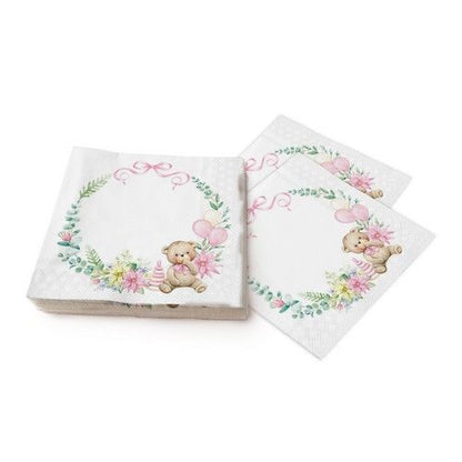 Napkin lunch Baby teddy bear pink