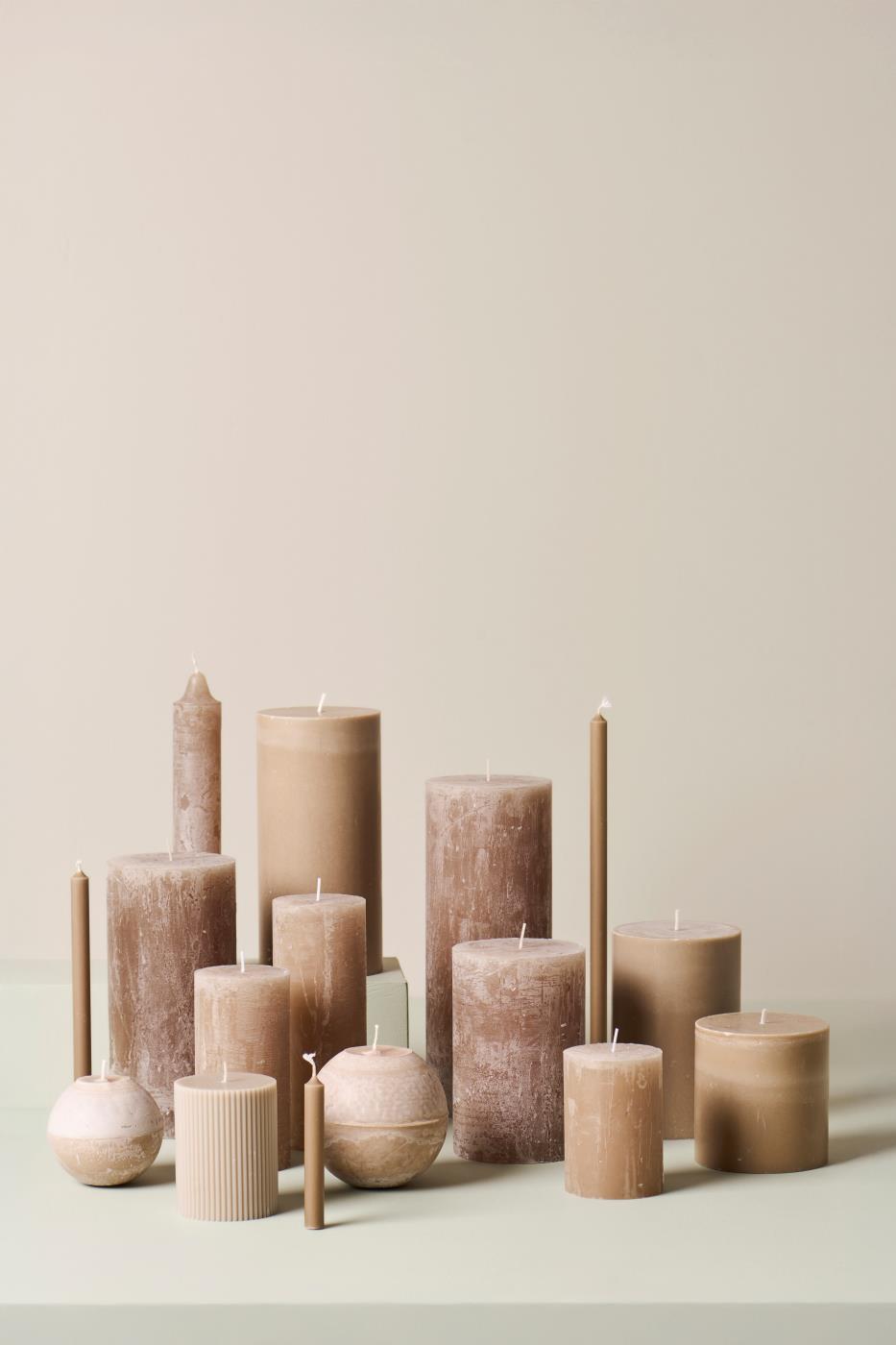 Taper candle linen 3.8x23 cm