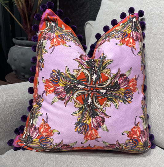 Putetrekk Tulipa mauve & red 45x45 cm