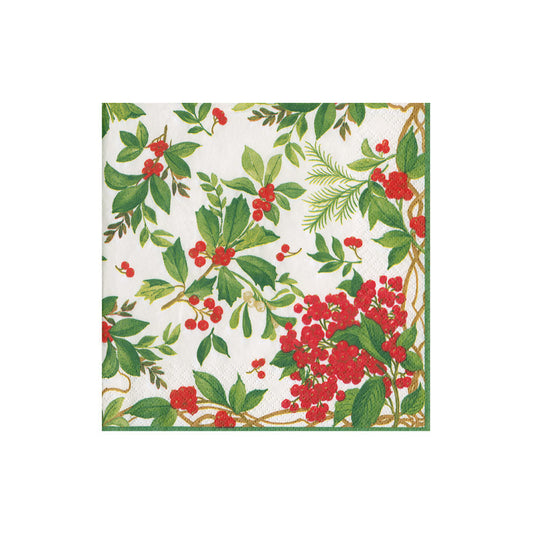 Serviett kaffe Holly Chintz white