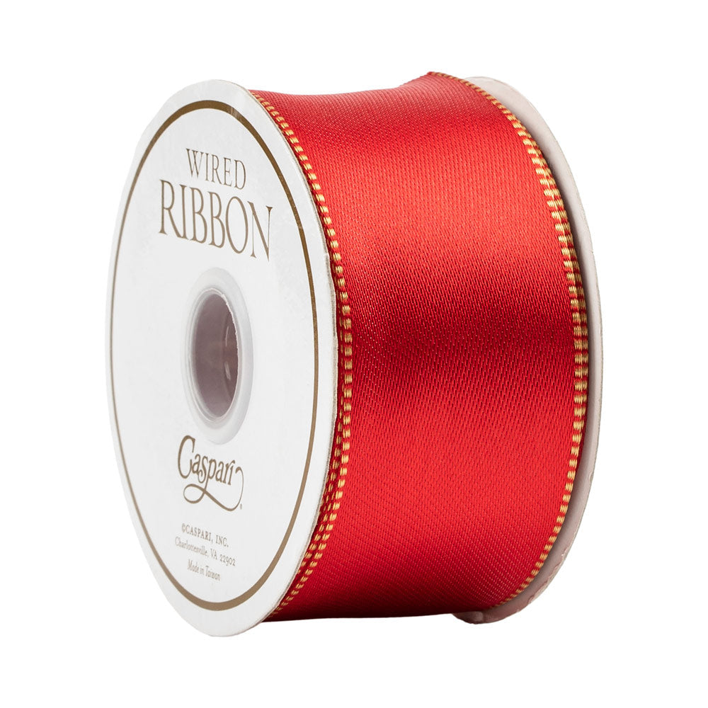 Dekorbånd Red/Gold Satin 3,8 cm x 5,5 meter
