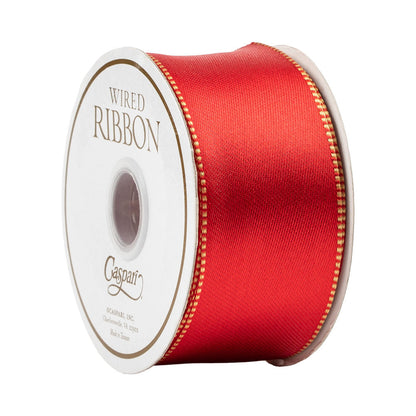 Dekorbånd Red/Gold Satin 3,8 cm x 5,5 meter