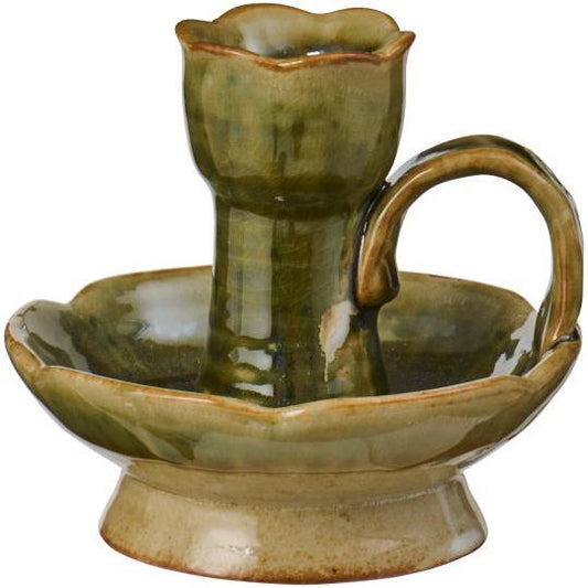 Candlestick olive green 9 cm