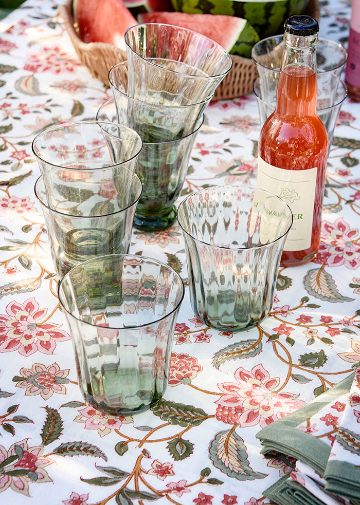 Water Glass Trellis Sage S/2