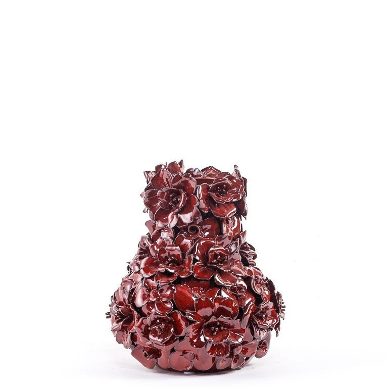 Vase Deco with flowers brown small