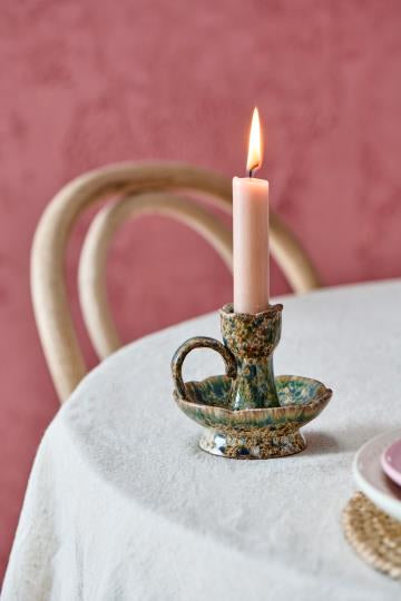 Candlestick olive green 9 cm