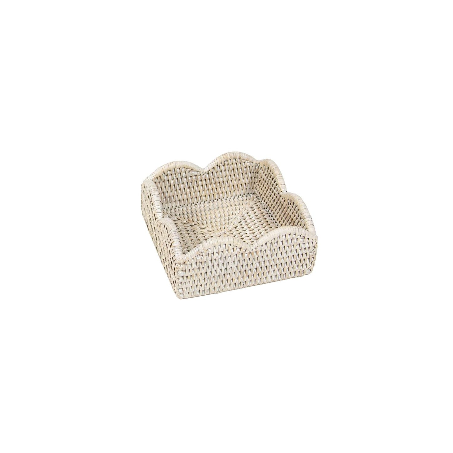 Napkin holder rattan scallop coffee