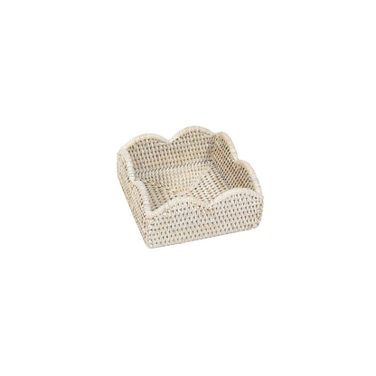 Napkin holder rattan scallop coffee
