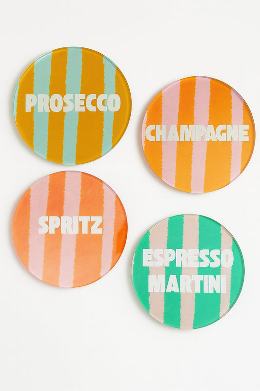 Glass coasters stripes 10 cm