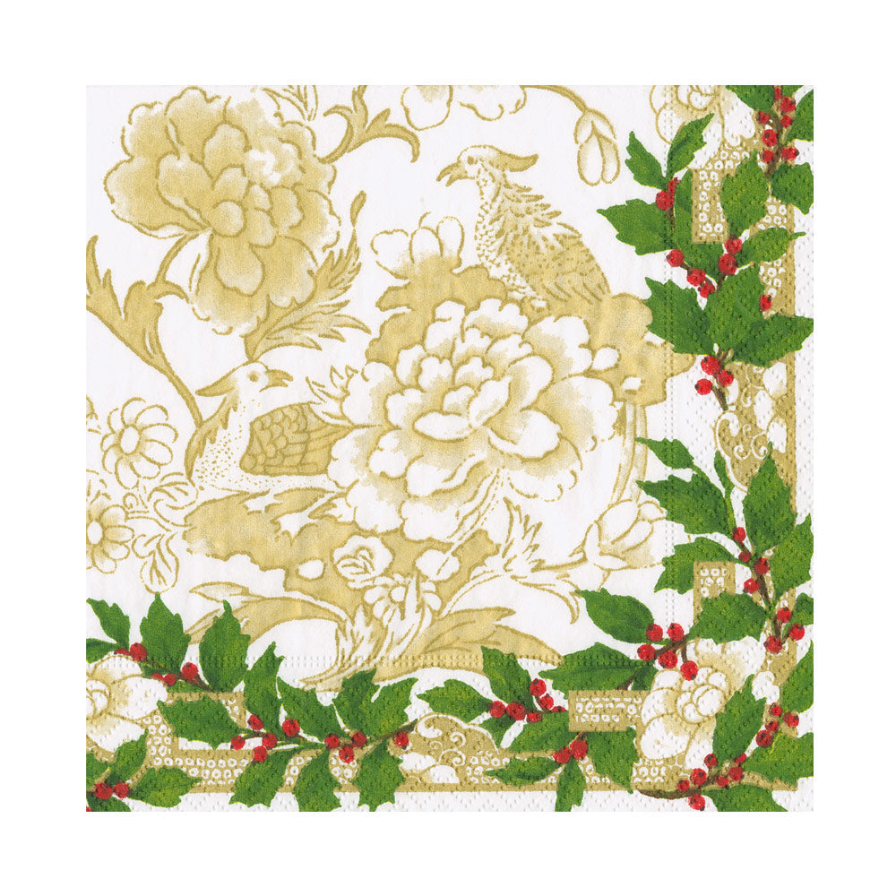 Napkin lunch Holly Ceramic Ivory/Gold