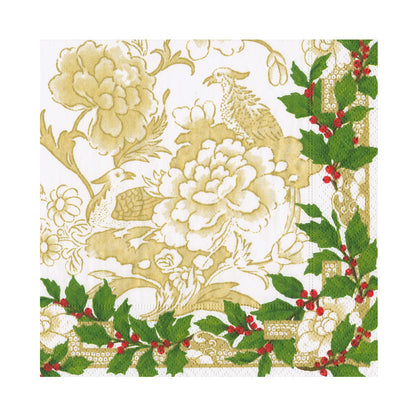 Napkin lunch Holly Ceramic Ivory/Gold