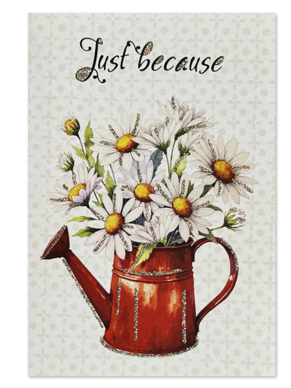 Glitter card Just because Daisy