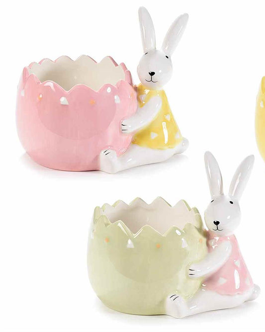 Rosa vase med kanin 11 cm