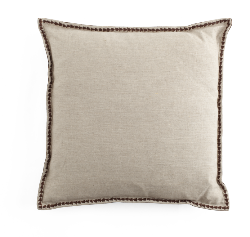 Putetrekk Velvet & Linen Embroidery Brown 50x50 cm