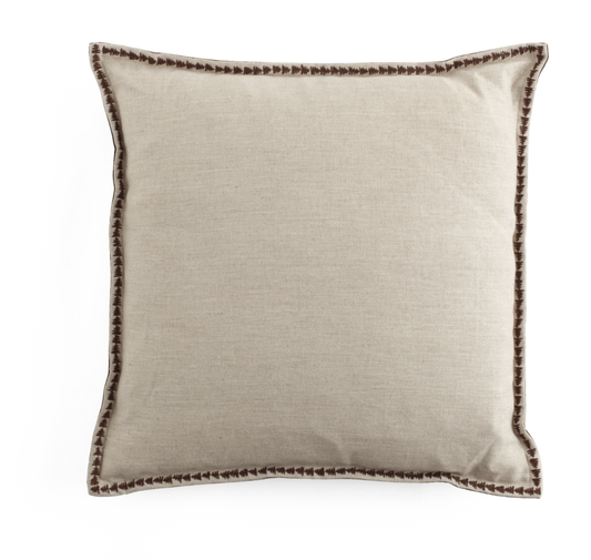 Putetrekk Velvet & Linen Embroidery Brown 50x50 cm